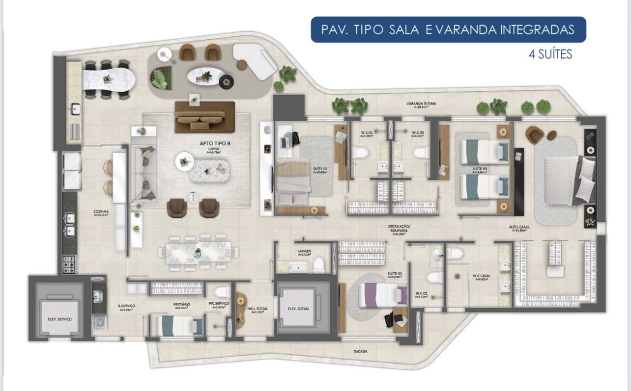 Apartamento à venda com 4 quartos, 232m² - Foto 9